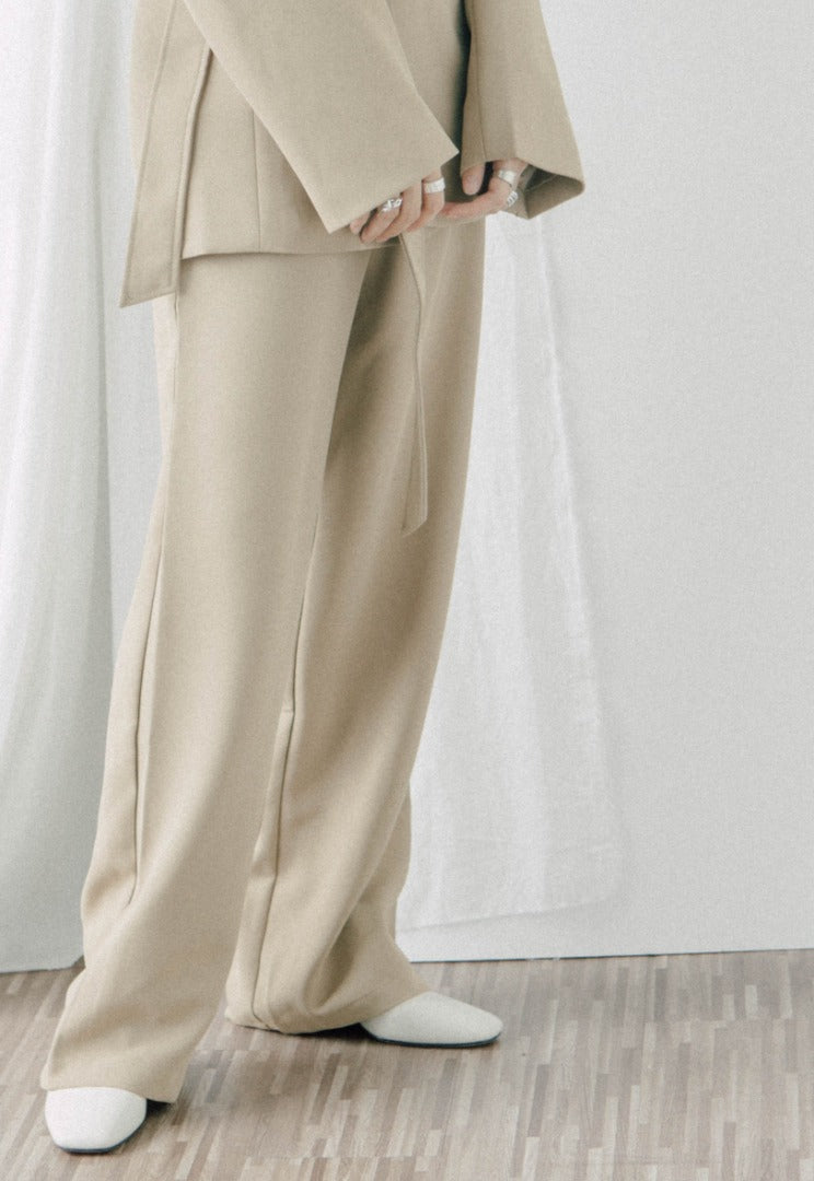 High waist wide leg suit trousers in khaki