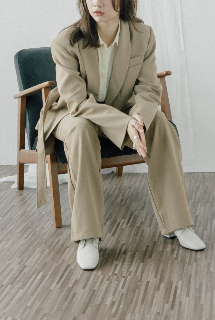 High waist wide leg suit trousers in khaki