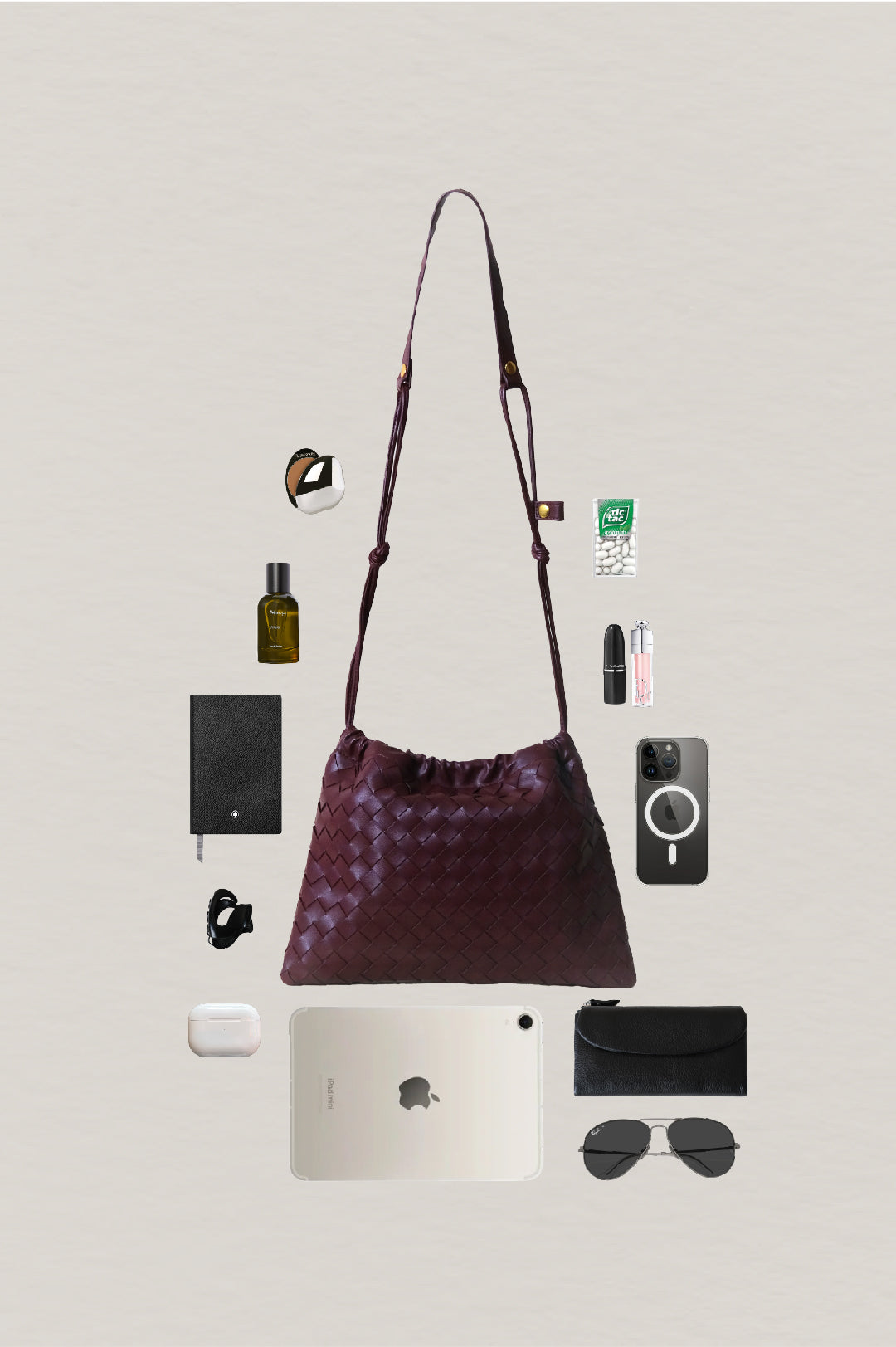 Artisan Cloud Satchel - Shinny Wine Red