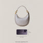 Artisan Elegance Crescent Bag - White Sand