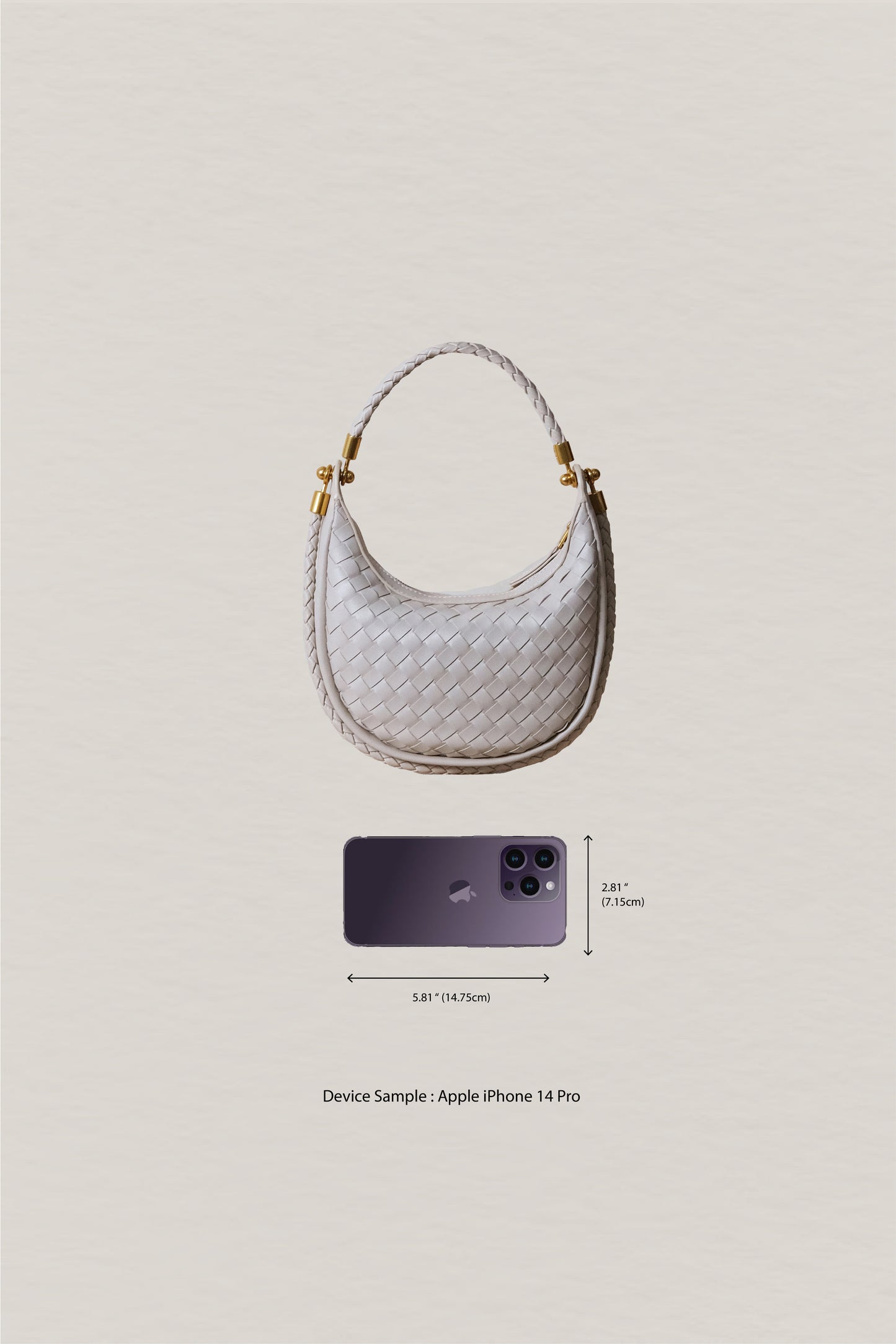 Artisan Elegance Crescent Bag - White Sand