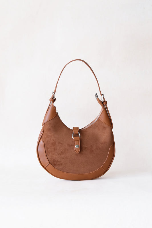 Classic Velvet Saddle Handbag - Chestnut