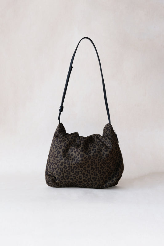 Classic Ruched Bag - Green Leopard Print