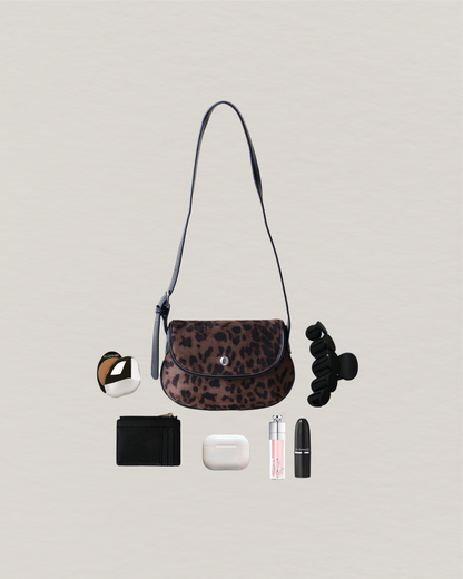 Classic Saddle Underarm Bag - Coffee Leopard