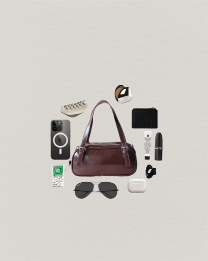 Vintage Baguette Shoulder Bag - Coffee
