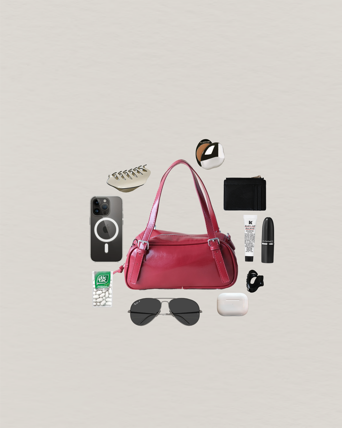 Vintage Baguette Shoulder Bag - Red