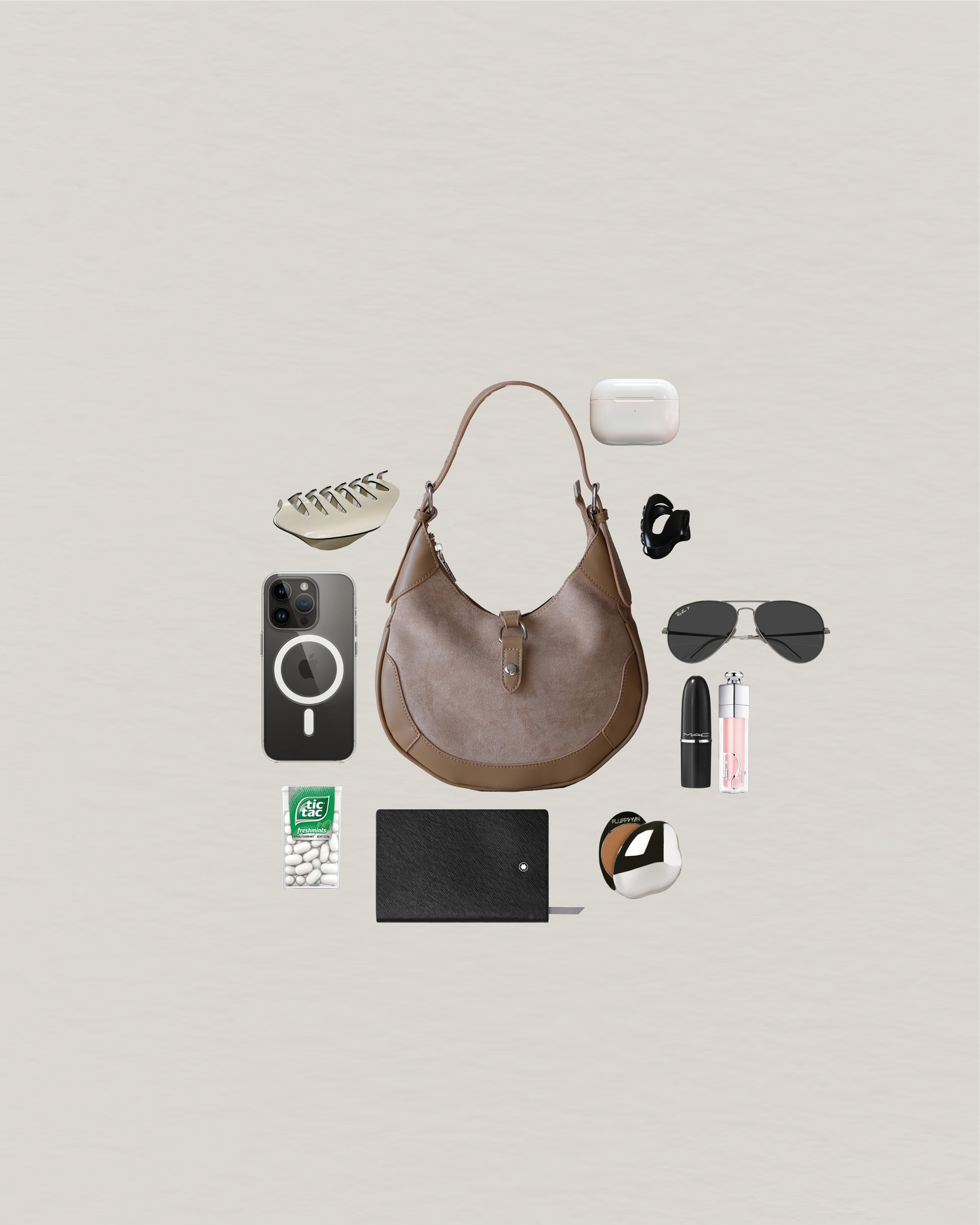 Classic Velvet Saddle Handbag - Khaki