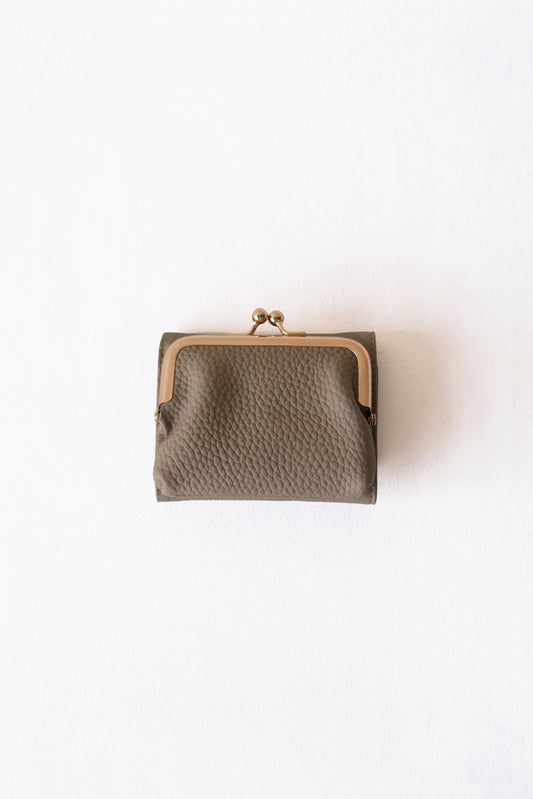 Signature Metal-Clasp Compact Wallet - Khaki