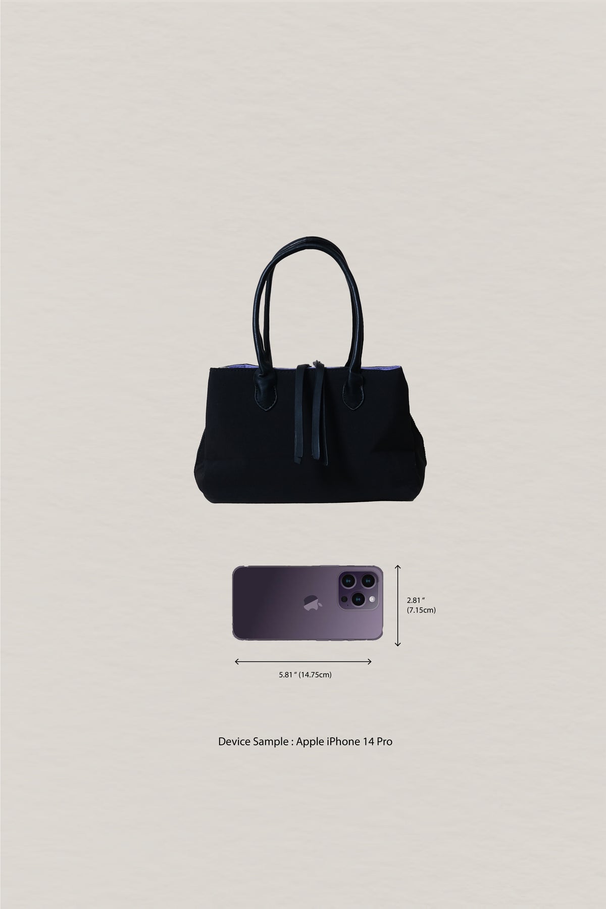 Mini Classic Flow Vegan Leather Tote - Black Purple