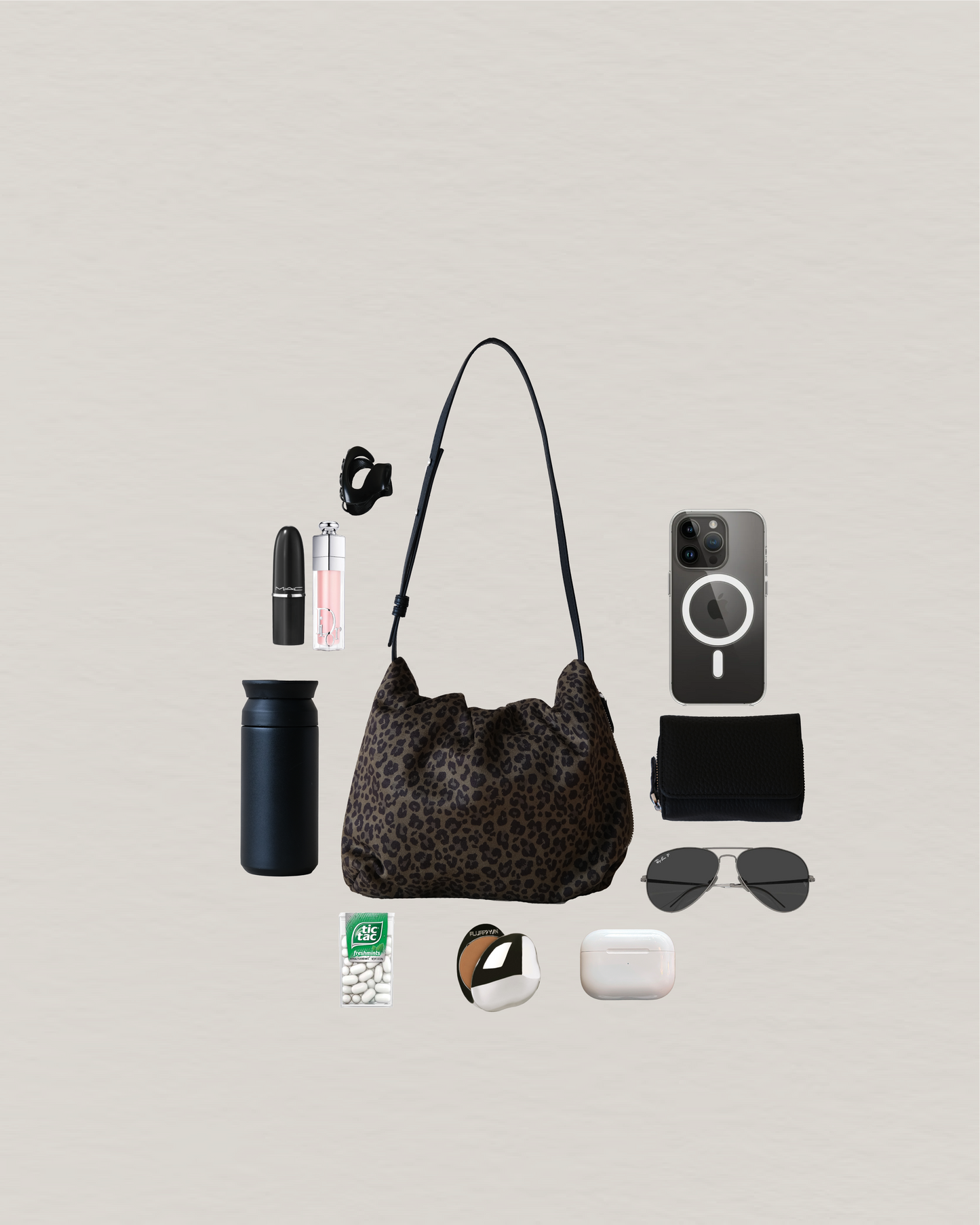 Classic Ruched Bag - Green Leopard Print