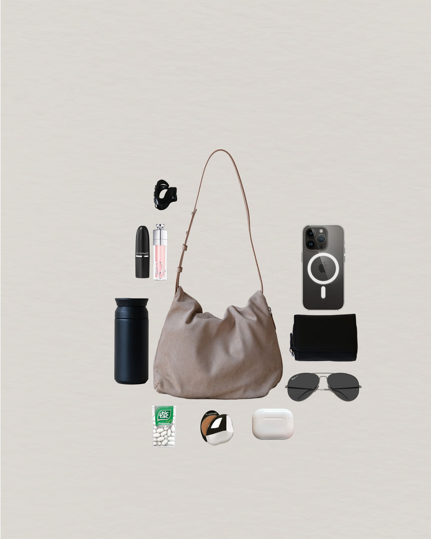 Classic Ruched Bag - Almond