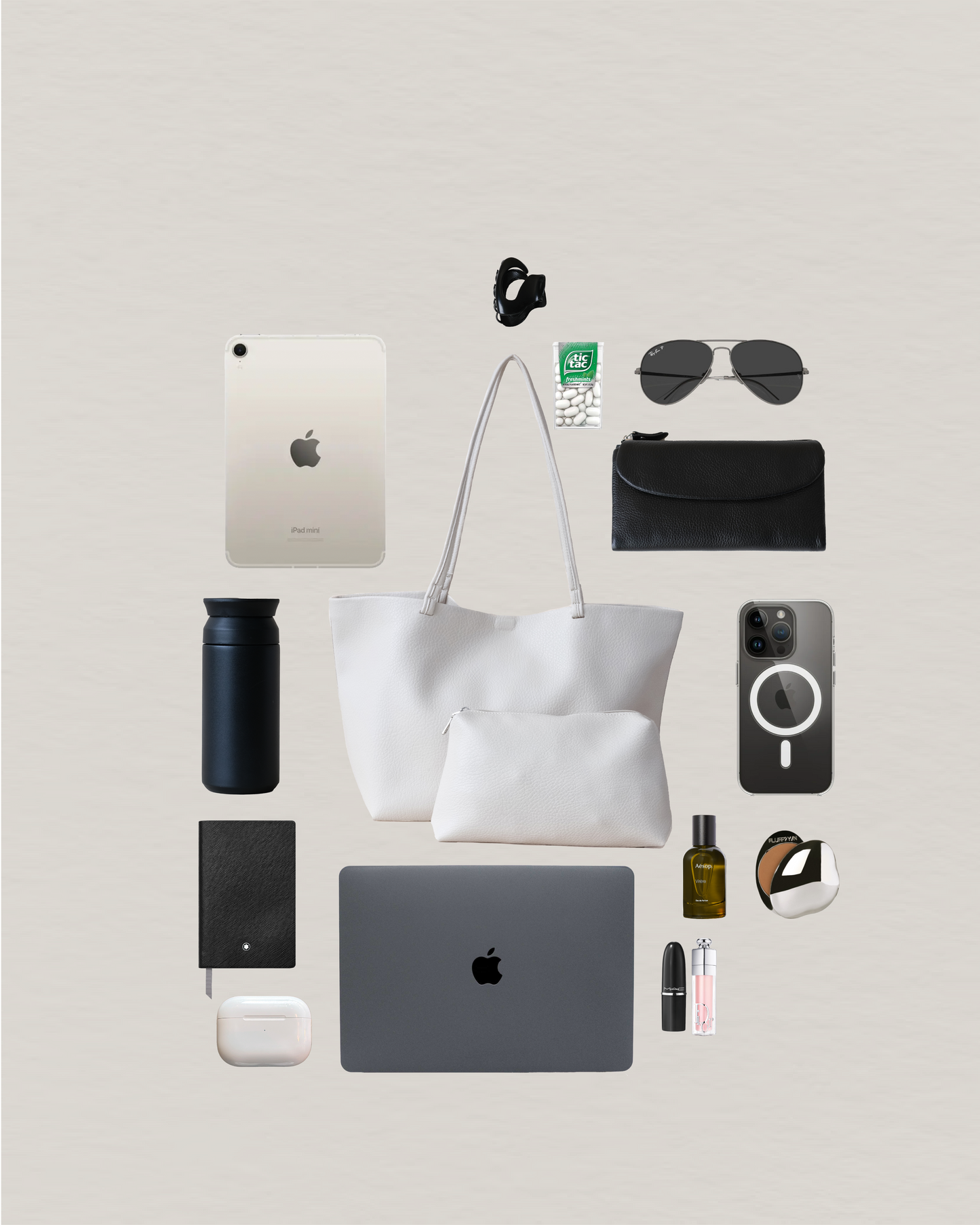 Ara Luxe Shoulder Tote - White