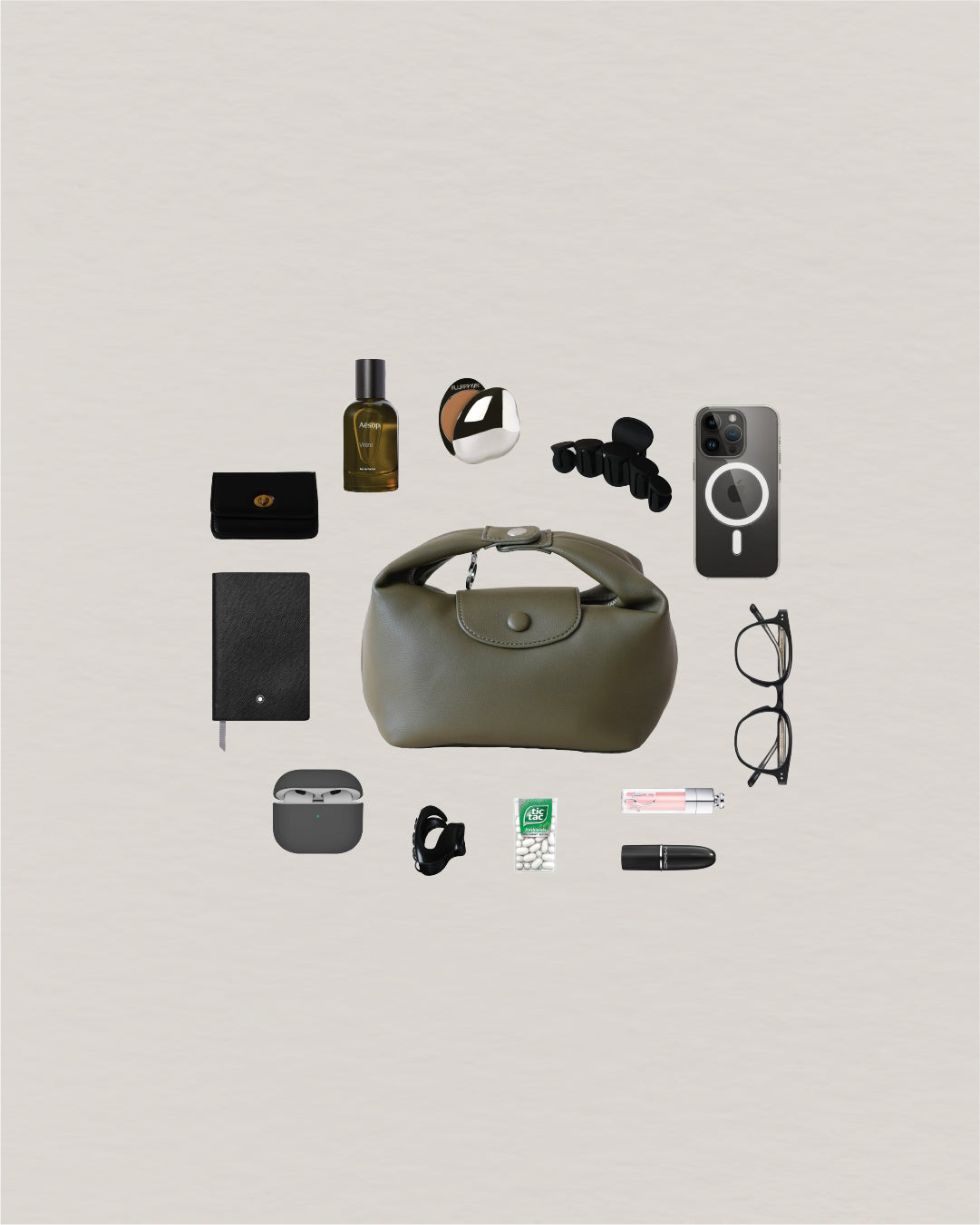 The Aurelia Satchel - Navy Green