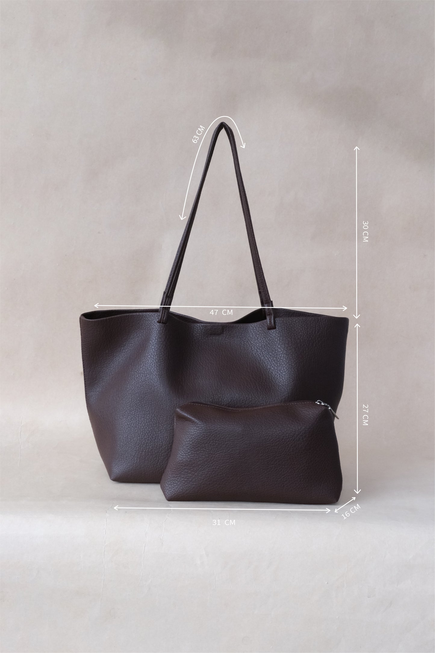 Ara Luxe Shoulder Tote - Coffee