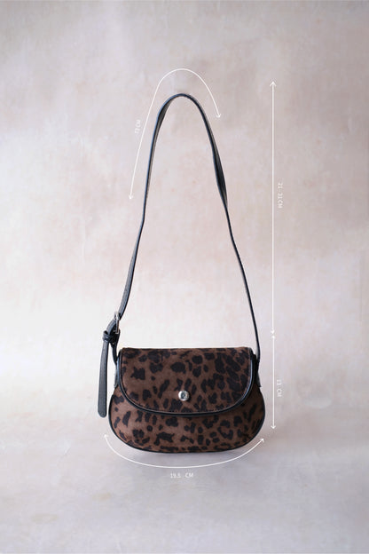 Classic Saddle Underarm Bag - Coffee Leopard