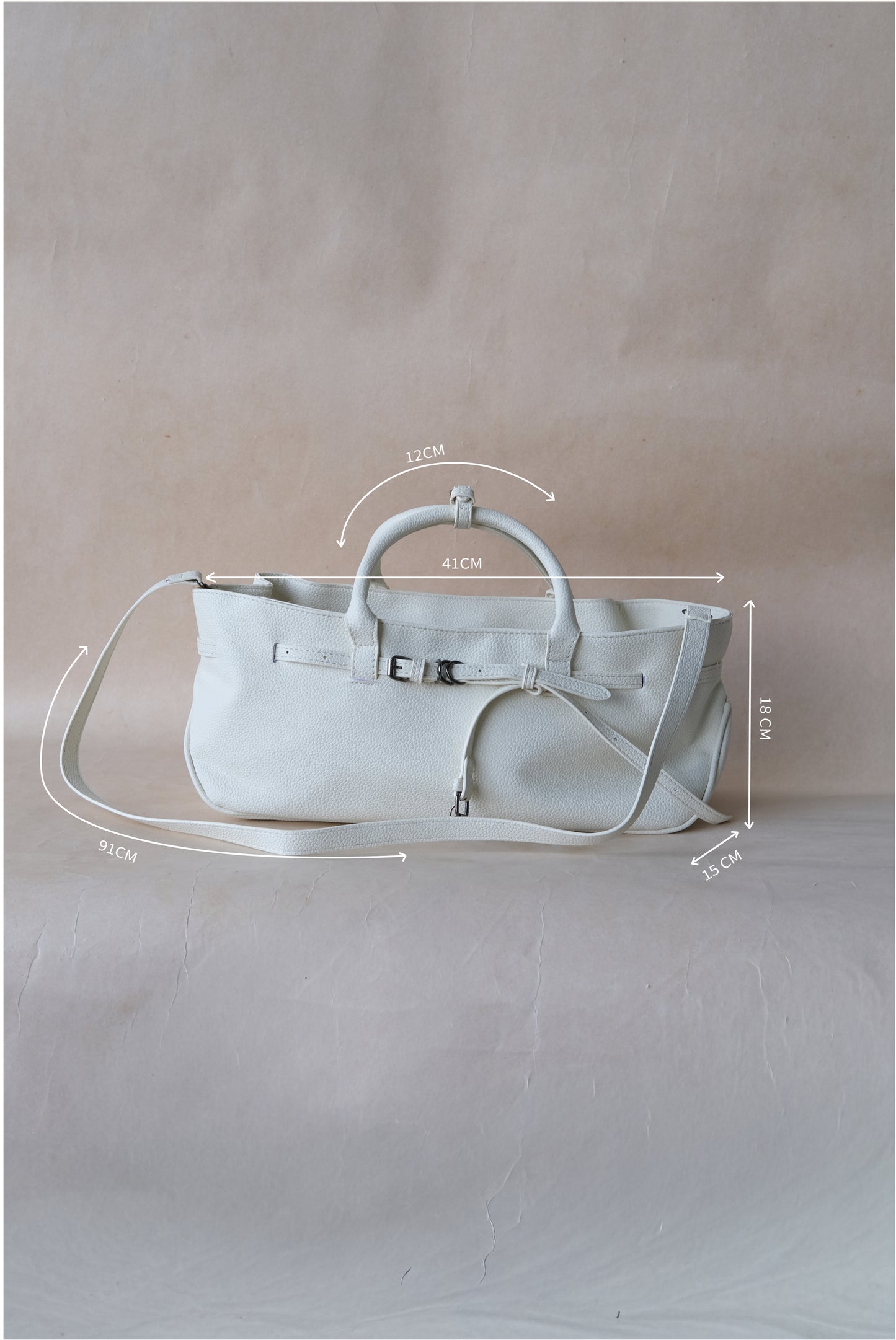 Luna Belted Baguette - White
