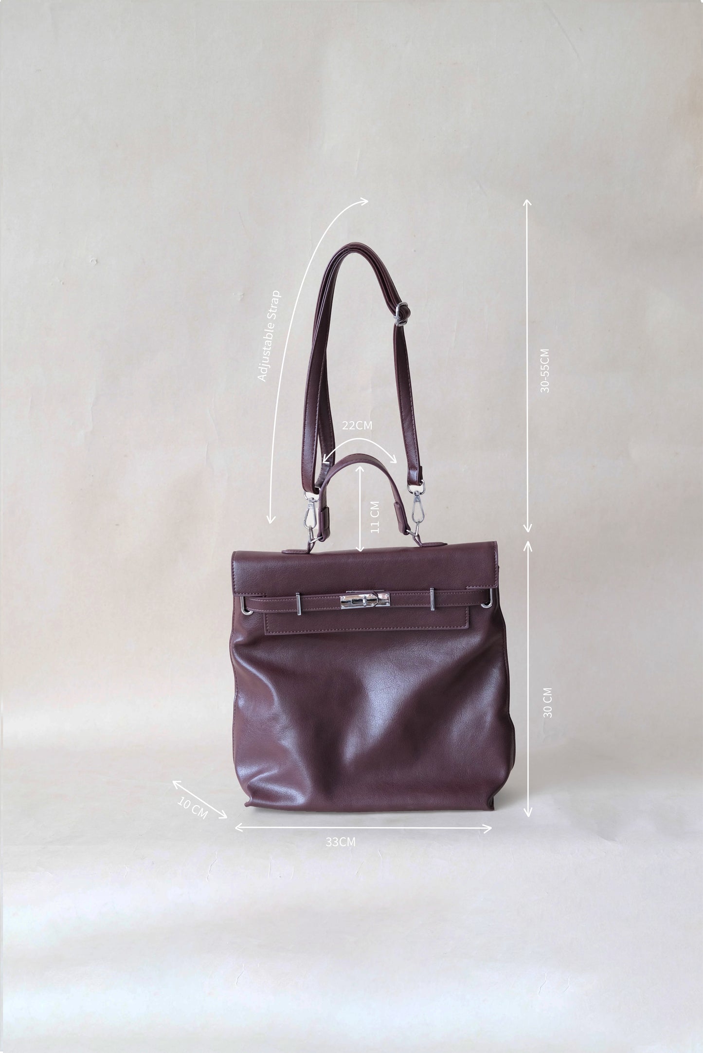 The Vivienne Backpack Tote - Wine Red