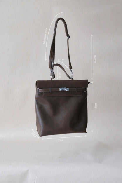 The Vivienne Backpack Tote - Coffee