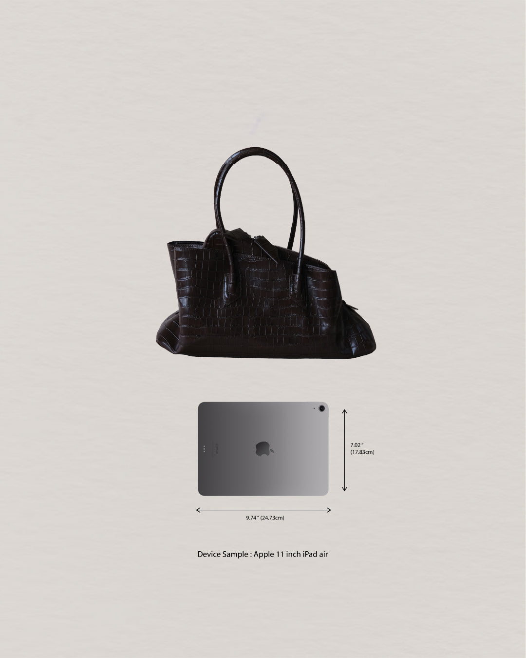 Barne Époque Tote - Coffee-colored Crocodile Pattern