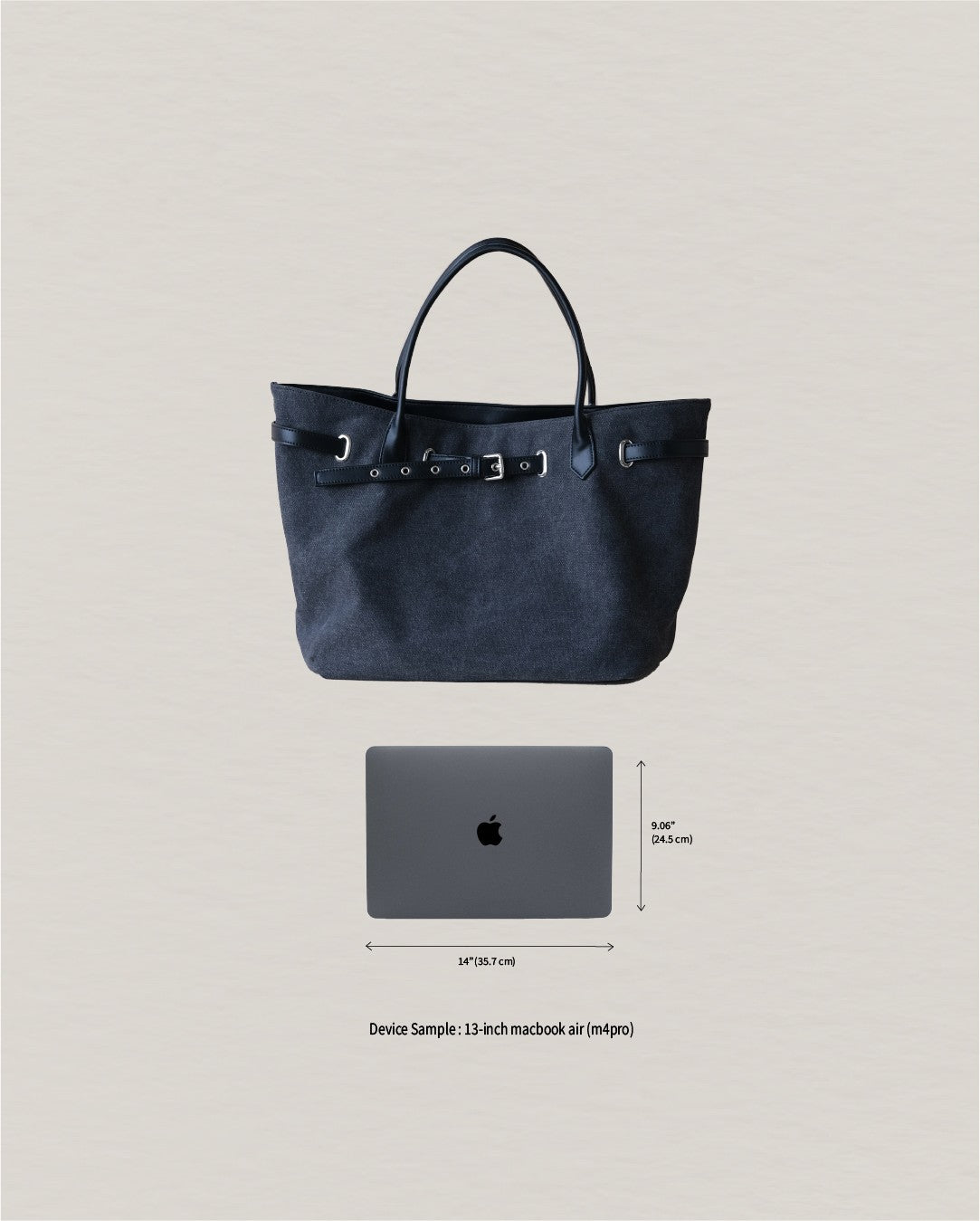 Élan Belted Canvas Tote - Black