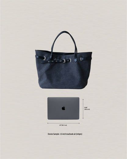 Élan Belted Canvas Tote - Black