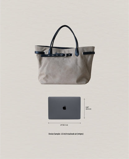 Élan Belted Canvas Tote - Khaki
