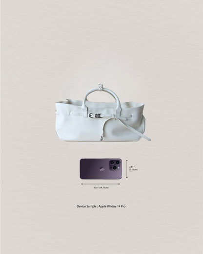 Luna Belted Baguette - White