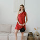 French Slim-Fit Elegant One-Shoulder Dress In Red