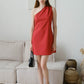 French Slim-Fit Elegant One-Shoulder Dress In Red
