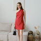 French Slim-Fit Elegant One-Shoulder Dress In Red