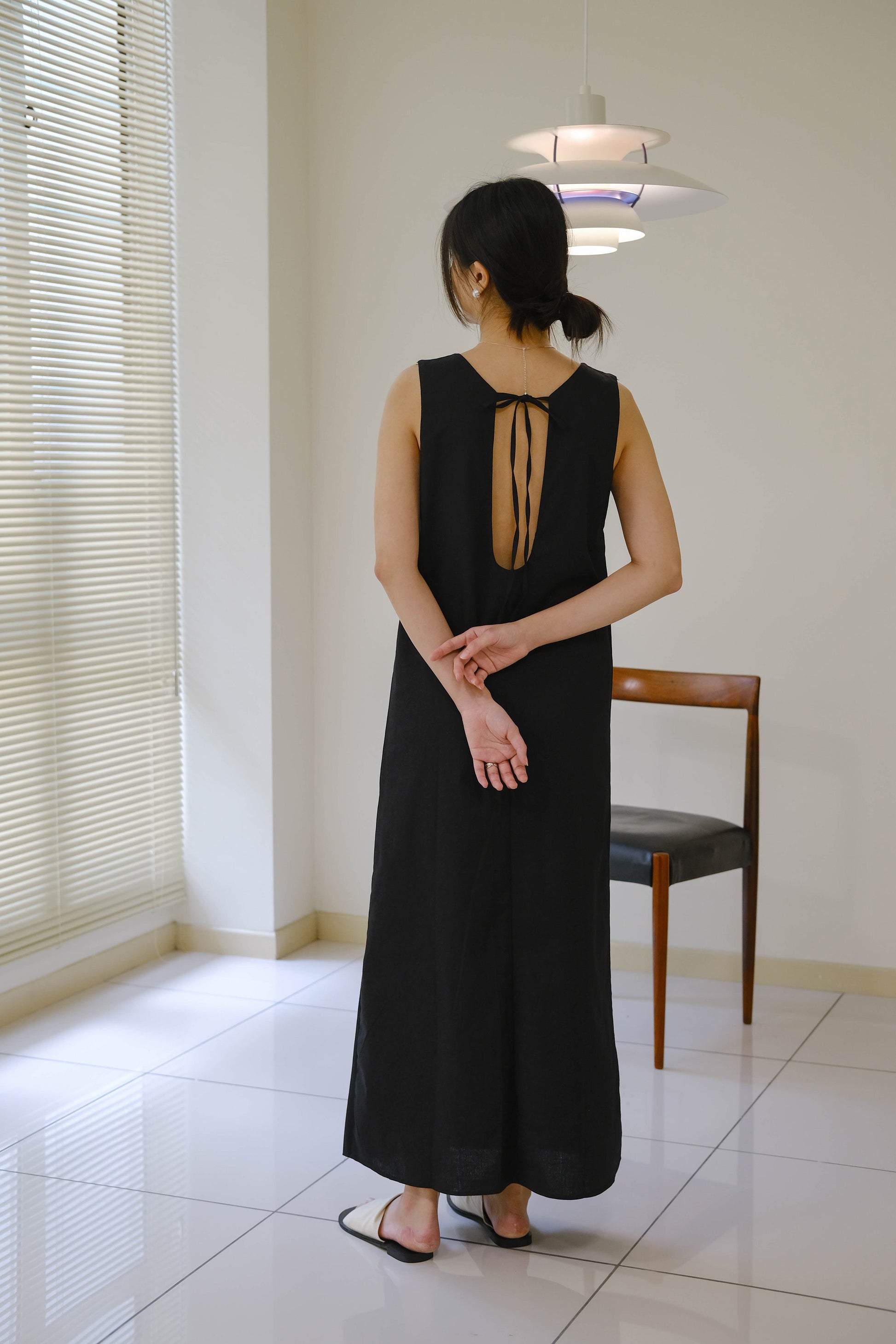 French Cotton Linen Tank Dress In Classic Black S A O U French Cotton Linen Tank Dress In Classic Black S A O U