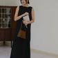 經典黑色法式棉亞麻背心連身裙