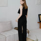【2件套裝】法式簡約短上衣+口袋褲經典黑