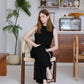 【2件套裝】法式簡約短上衣+口袋褲經典黑