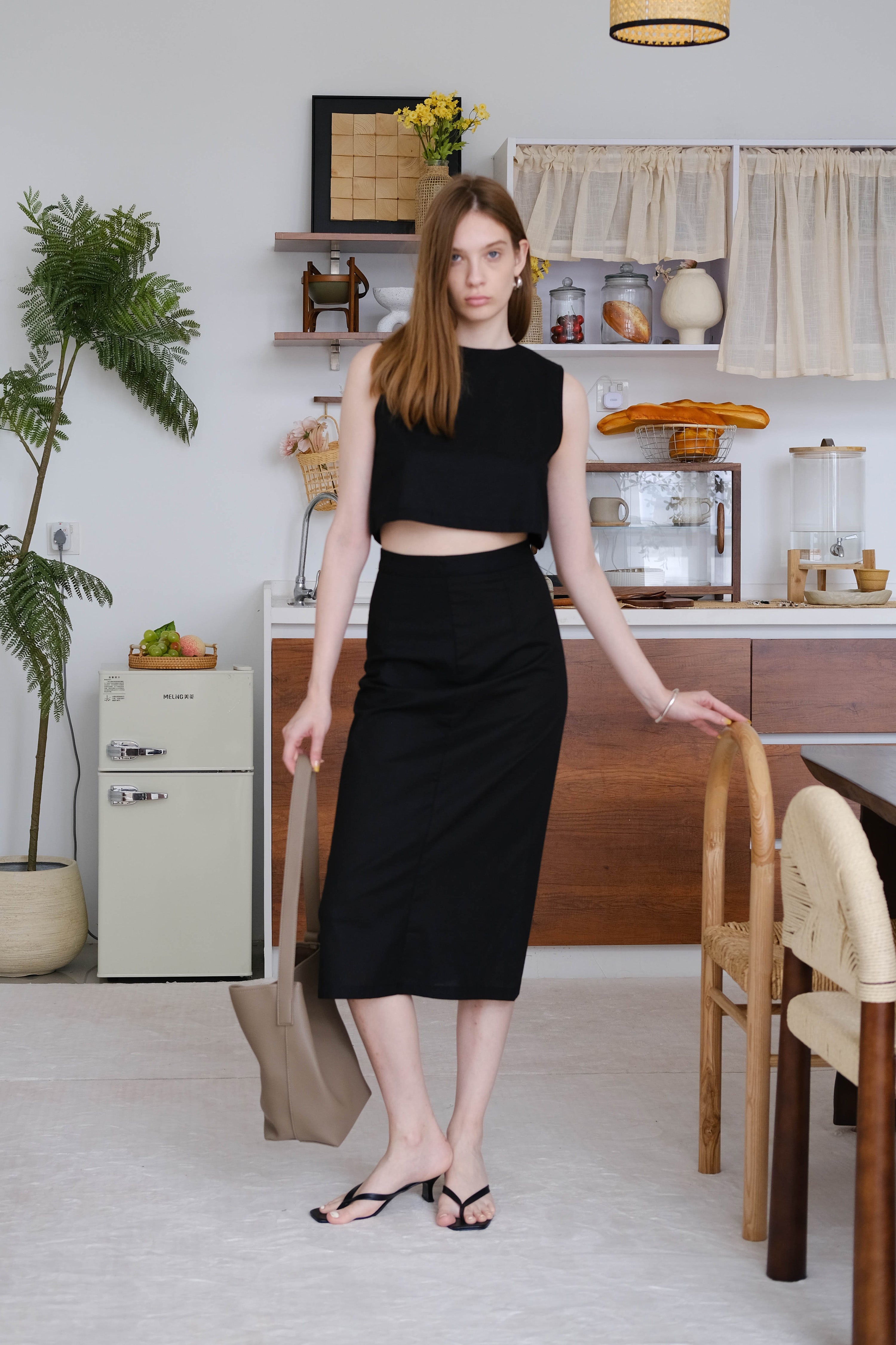 Long pencil skirt with crop top best sale