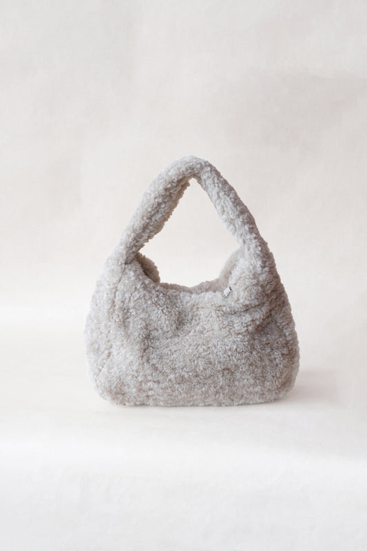 Velour Teddy Handbag - Almond White
