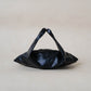 Oil Wax Soft Vegan Leather Horn Folding Bag - Classic Black