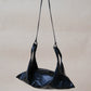Oil Wax Soft Vegan Leather Horn Folding Bag - Classic Black