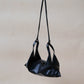 Oil Wax Soft Vegan Leather Horn Folding Bag - Classic Black