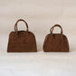 Matte PU Tote Crossbody Bag - Brown