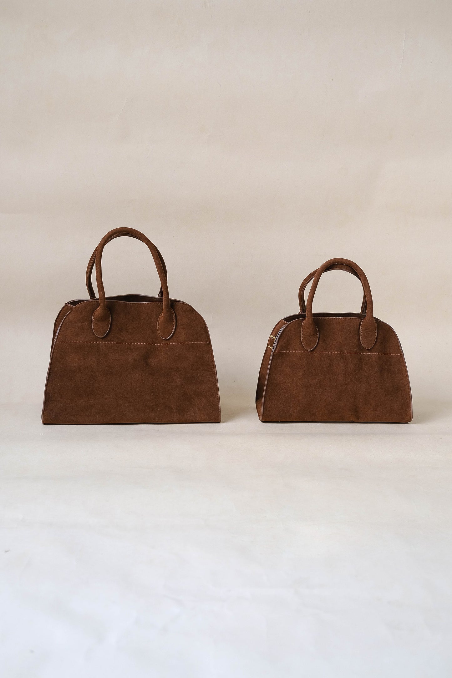 Large Matte PU Tote Bag - Brown