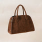 Matte PU Tote Crossbody Bag - Brown