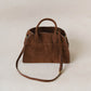 Matte PU Tote Crossbody Bag - Brown