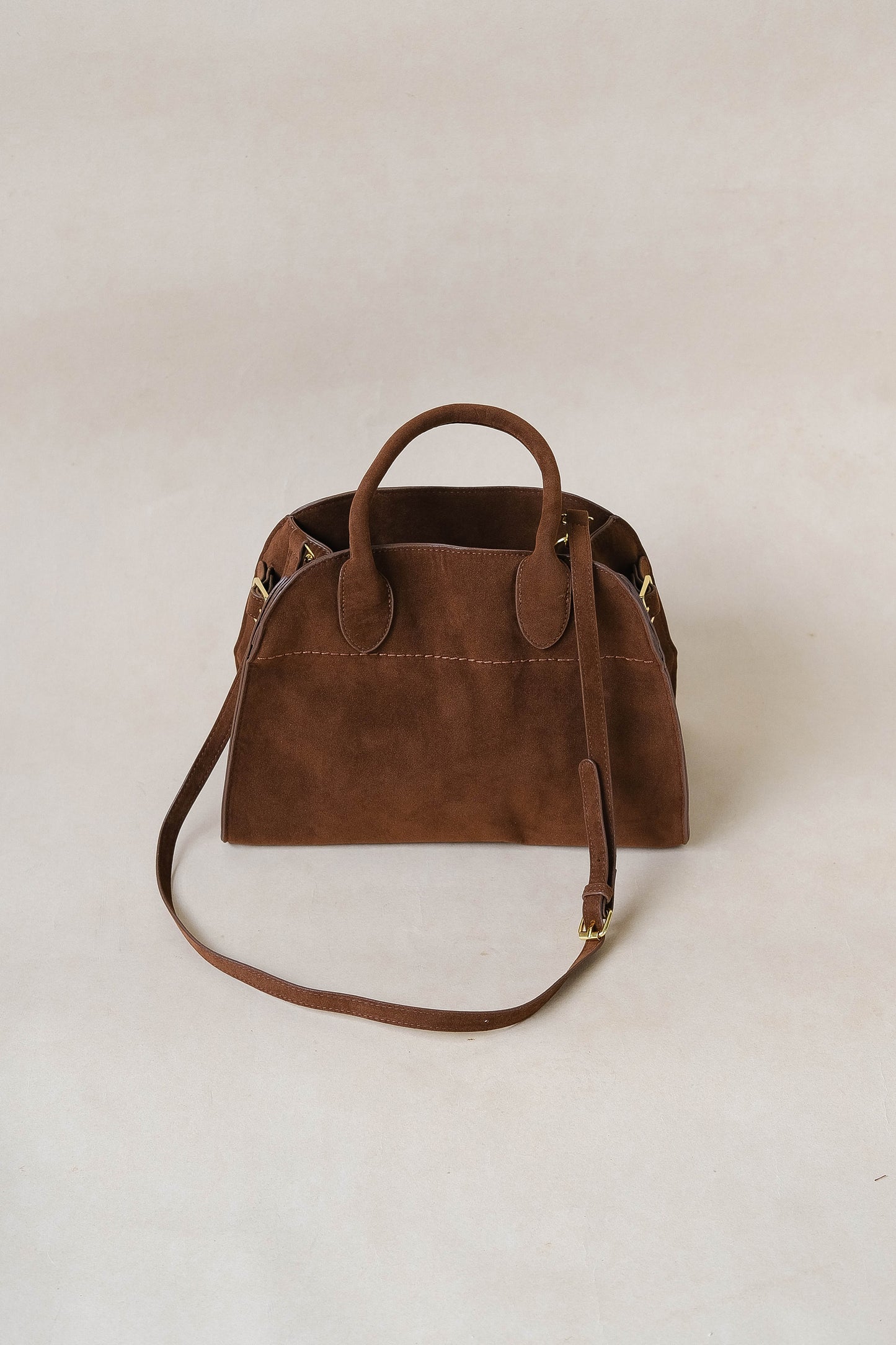 Matte PU Tote Crossbody Bag - Brown