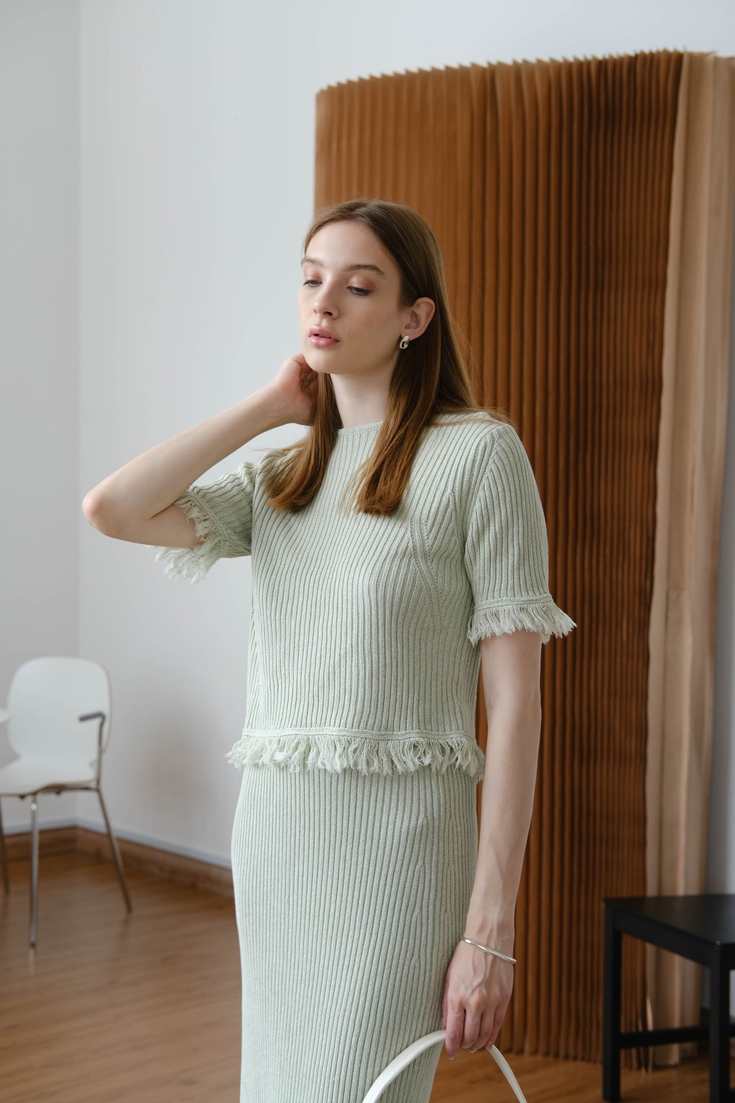 High-End Woolen Top - Mint Green