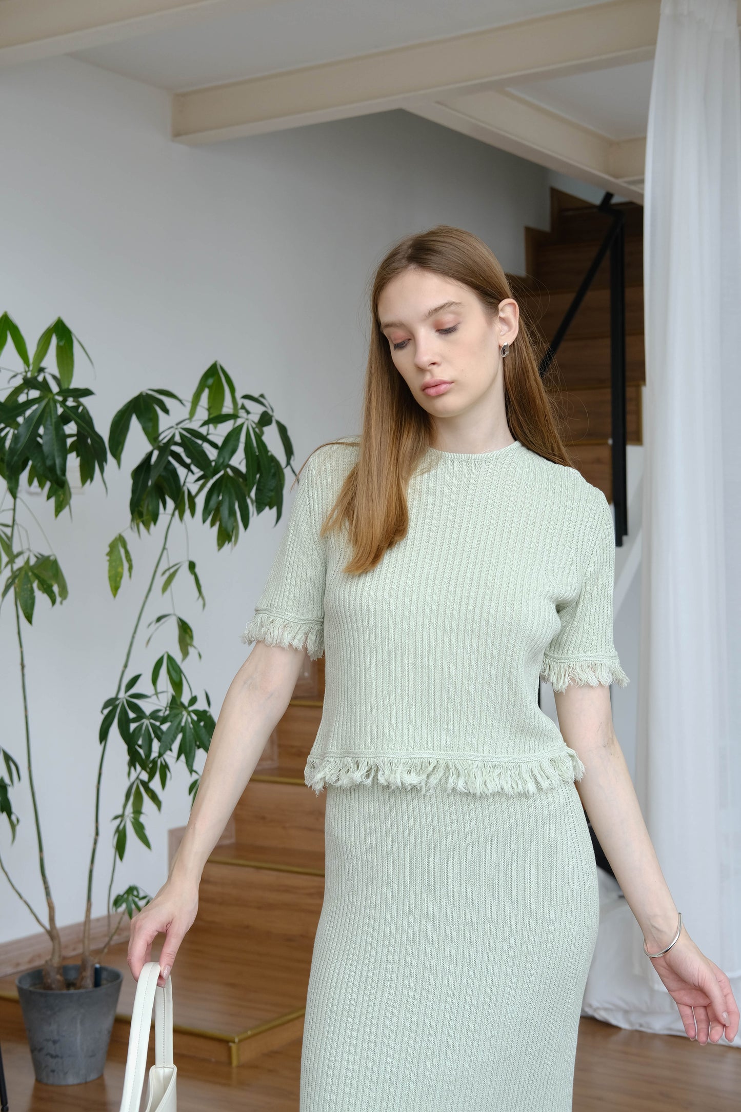 High-End Woolen Top - Mint Green