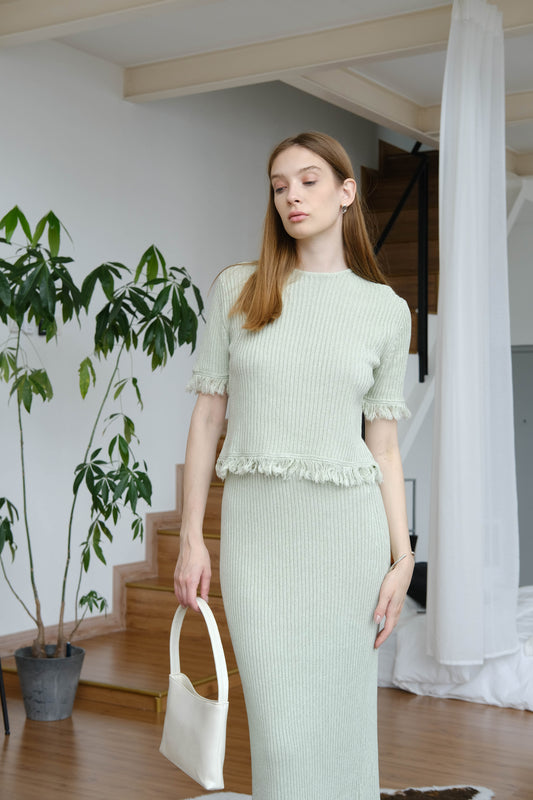 High-End Woolen Top - Mint Green