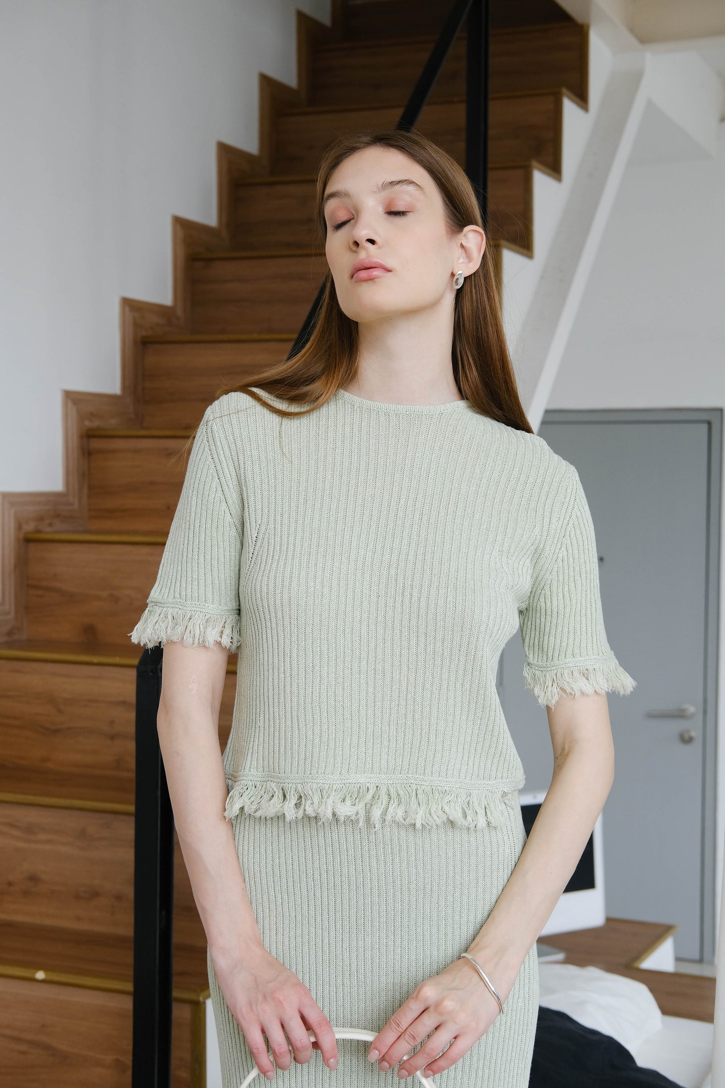 High-End Woolen Top - Mint Green