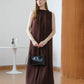 French Swag Collar Dress - Brown