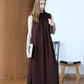 French Swag Collar Dress - Brown